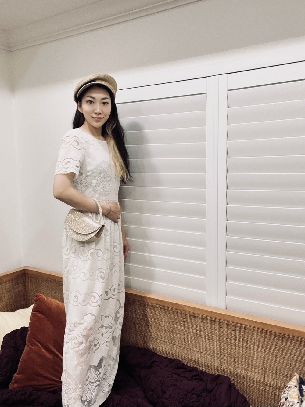 Topshop Ivory Lace Maxi Dress with Subtle Sheer Panels